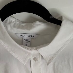 Athleta WOMENS STRETCHY White Casual Button-Down Shirt